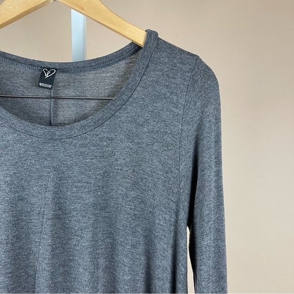 Windsor Womens Large Buttery Charcoal Grey Flowy Dress Pockets A Line Lagenlook - Picture 7 of 7